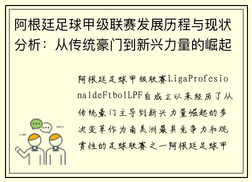 阿根廷足球甲级联赛发展历程与现状分析：从传统豪门到新兴力量的崛起